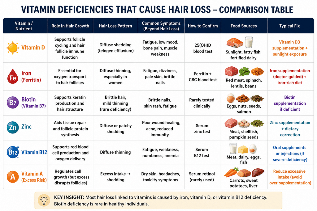 Vitamin Deficiencies That Cause Hair Loss