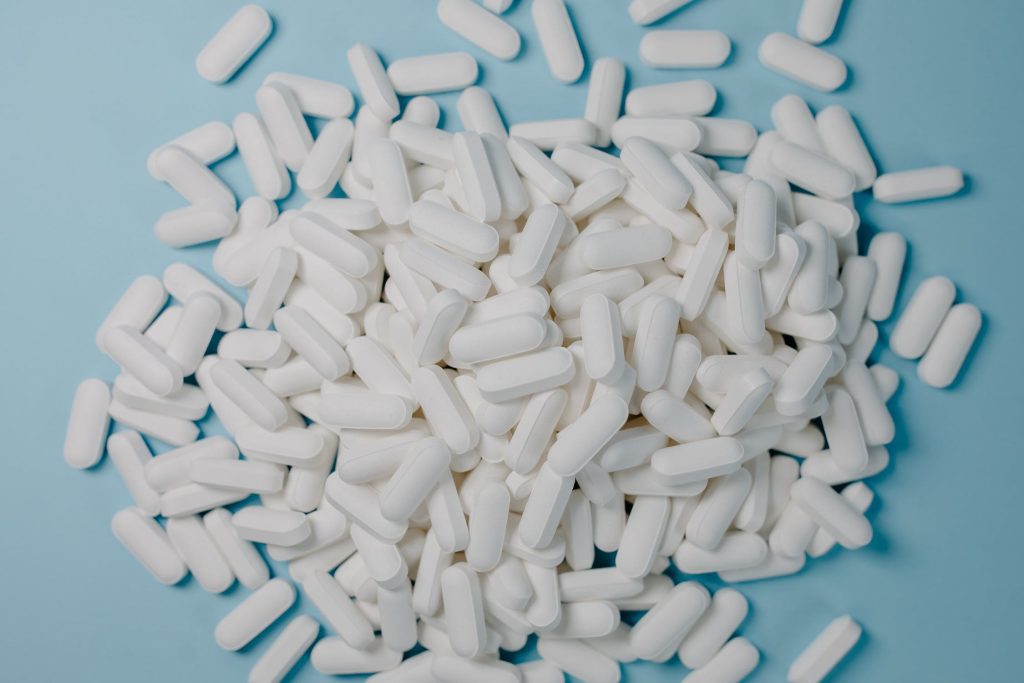 A pile of white pills