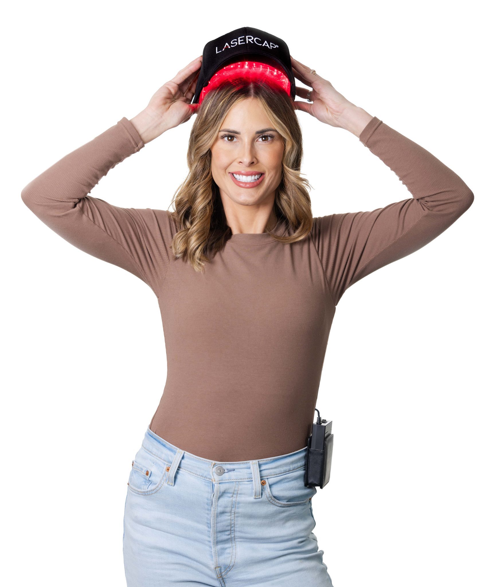 Woman Putting On LaserCap