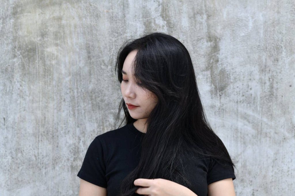 A woman with long hair