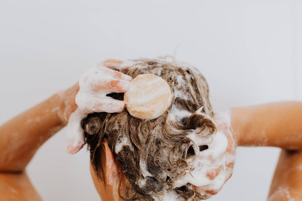 A woman washing her hair